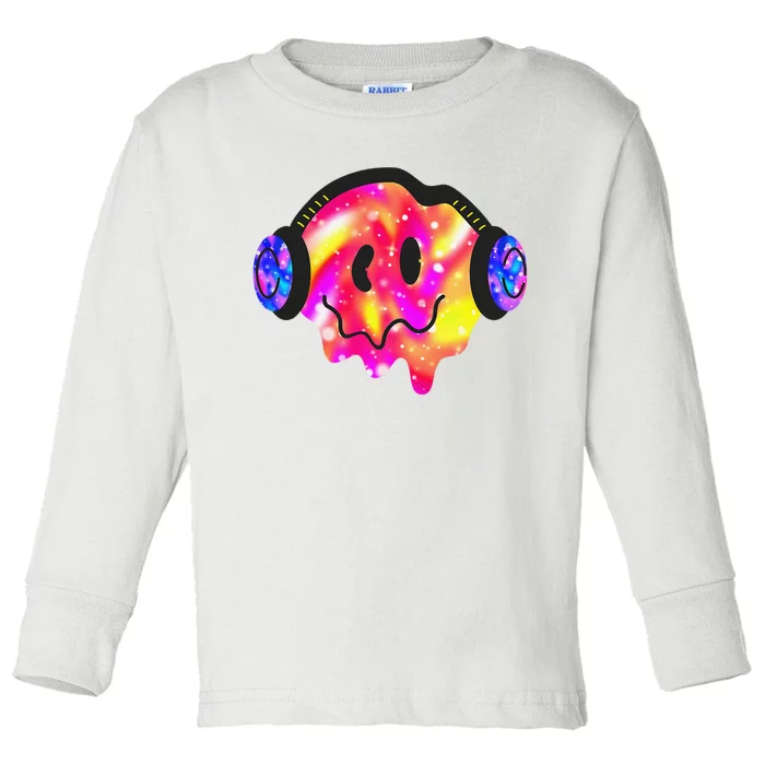 Music Lover Smiling Face Costume Happy Cute Headphone Smile Toddler Long Sleeve Shirt