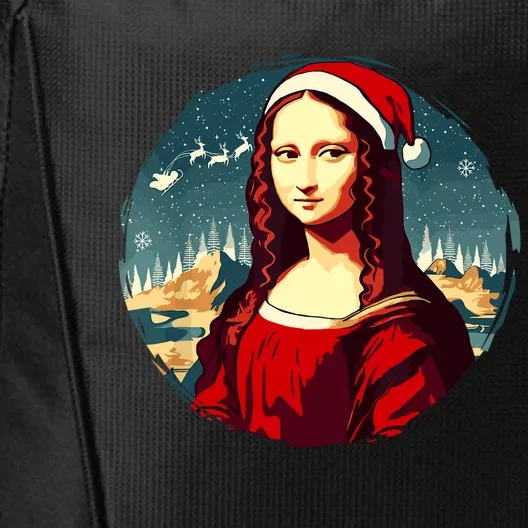 Mona Lisa Santa Hat Funny Christmas Art City Backpack