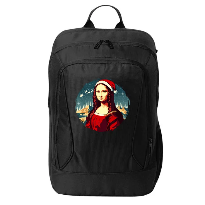 Mona Lisa Santa Hat Funny Christmas Art City Backpack