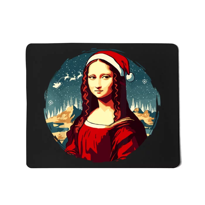 Mona Lisa Santa Hat Funny Christmas Art Mousepad