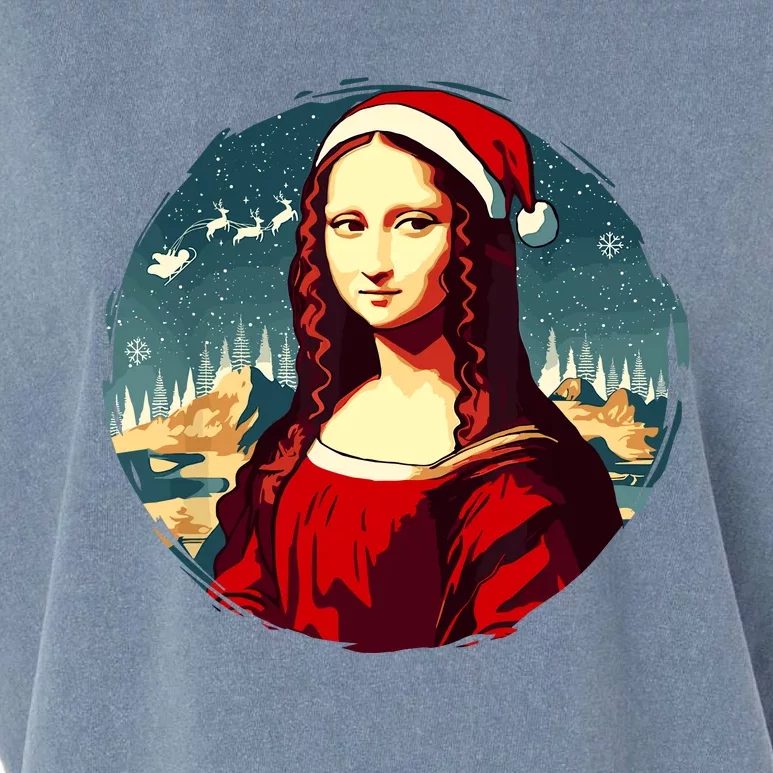 Mona Lisa Santa Hat Funny Christmas Art Garment-Dyed Women's Muscle Tee