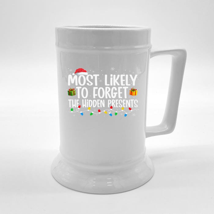 Most Likely To Forget The Hidden Presents Family Xmas Front & Back Beer Stein