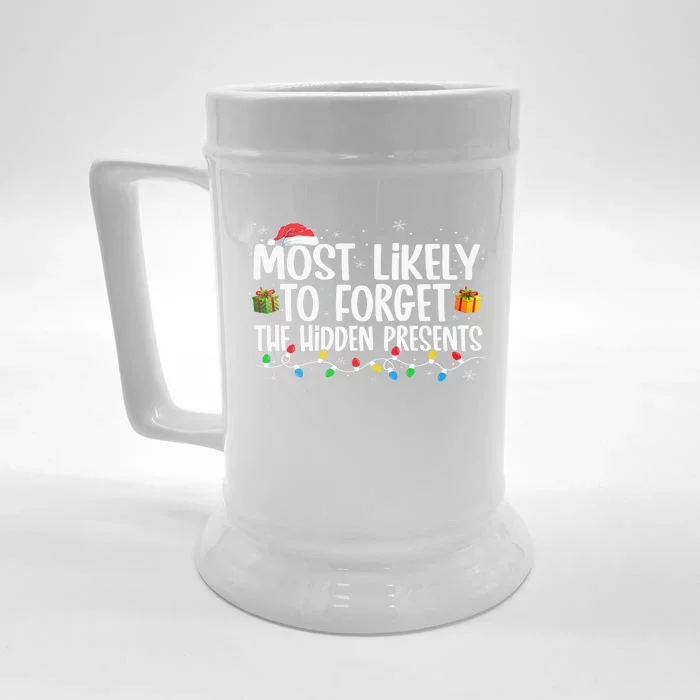 Most Likely To Forget The Hidden Presents Family Xmas Front & Back Beer Stein