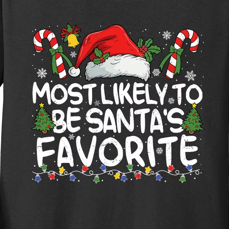 Most Likely To Be SantaS Favorite Matching Christmas Kids Long Sleeve Shirt