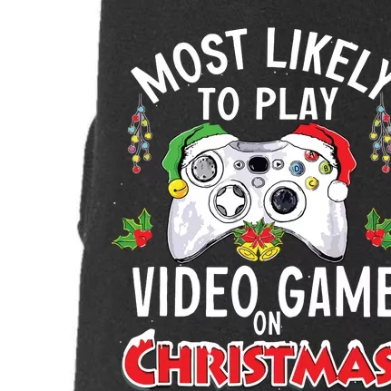 Most Likely To Play Video Games On Christmas Xmas Lights Doggie 3-End Fleece Hoodie