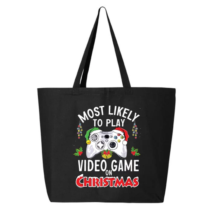 Most Likely To Play Video Games On Christmas Xmas Lights 25L Jumbo Tote