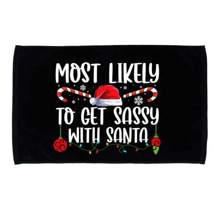 Most Likely To Get Sassy With Santa Xmas Family Gift Microfiber Hand Towel