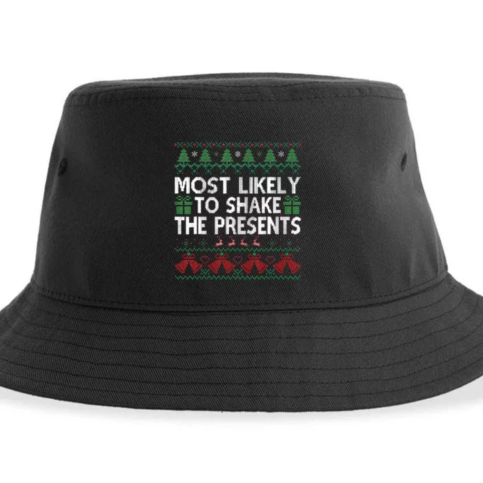 Most Likely To Shake The Presents Xmas Family Matching Sustainable Bucket Hat