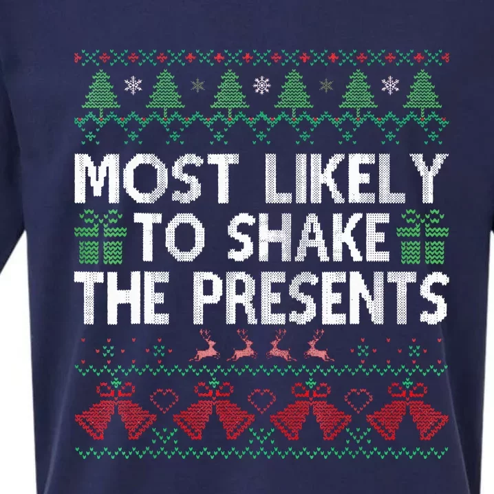 Most Likely To Shake The Presents Xmas Family Matching Sueded Cloud Jersey T-Shirt