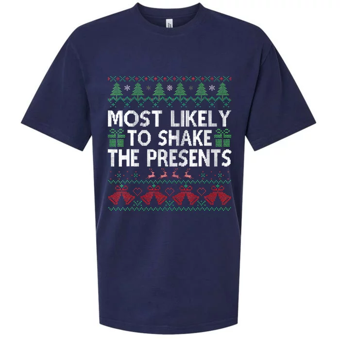 Most Likely To Shake The Presents Xmas Family Matching Sueded Cloud Jersey T-Shirt