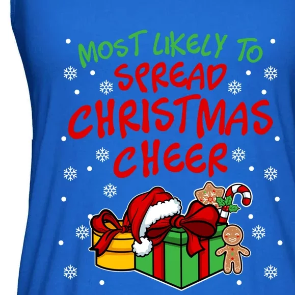 Most Likely To Spread Christmas Cheer Fun Christmas Holiday Gift Ladies Essential Flowy Tank