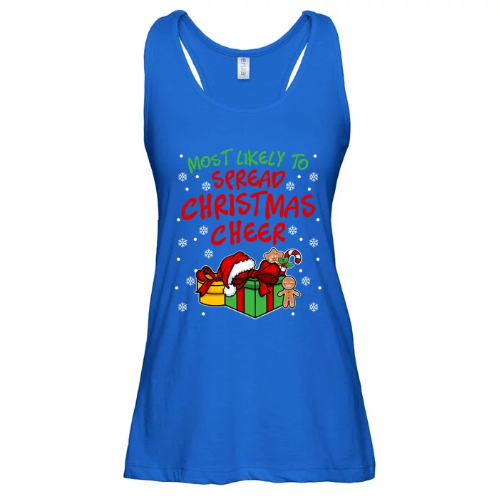 Most Likely To Spread Christmas Cheer Fun Christmas Holiday Gift Ladies Essential Flowy Tank