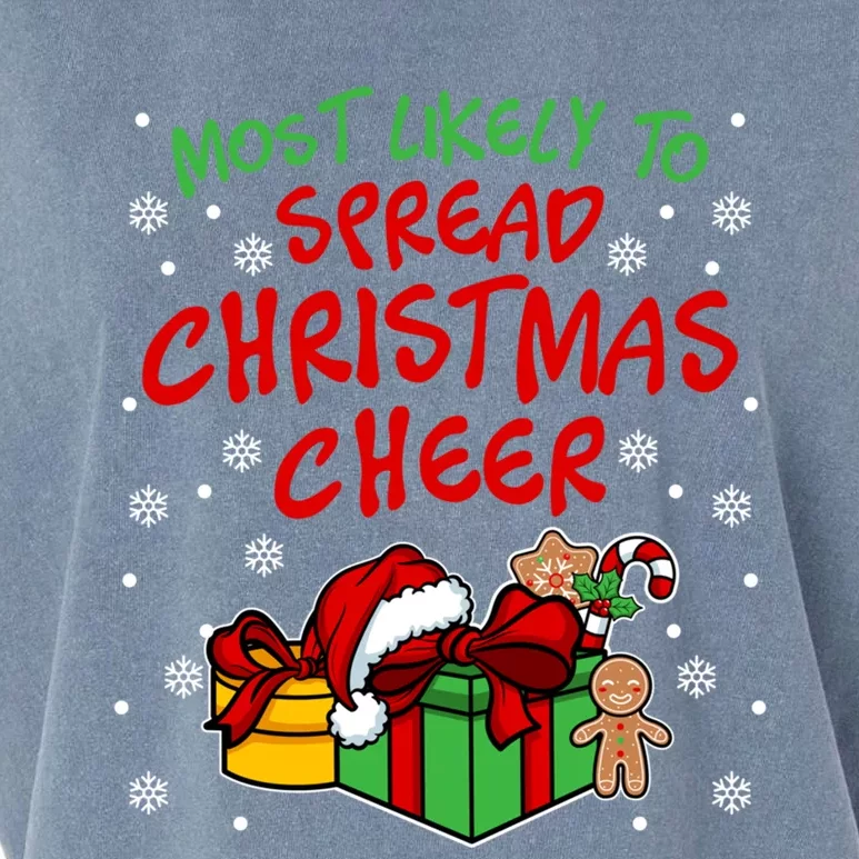 Most Likely To Spread Christmas Cheer Fun Christmas Holiday Gift Garment-Dyed Women's Muscle Tee