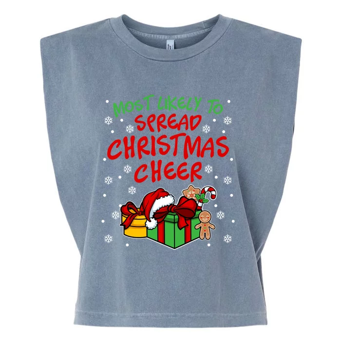 Most Likely To Spread Christmas Cheer Fun Christmas Holiday Gift Garment-Dyed Women's Muscle Tee