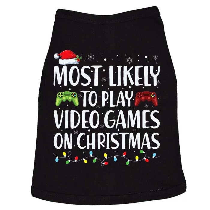 Most Likely To Play Video Game On Christmas Santa Gaming Doggie Tank