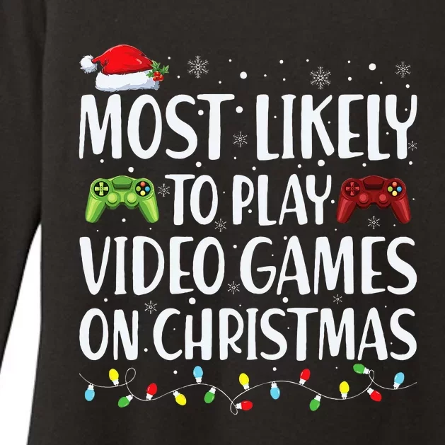 Most Likely To Play Video Game On Christmas Santa Gaming Womens CVC Long Sleeve Shirt