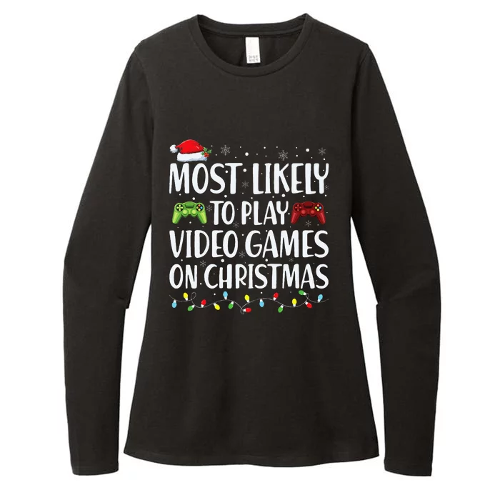 Most Likely To Play Video Game On Christmas Santa Gaming Womens CVC Long Sleeve Shirt