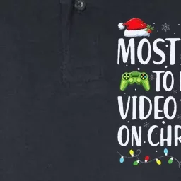 Most Likely To Play Video Game On Christmas Santa Gaming Softstyle Adult Sport Polo