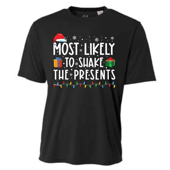 Most Likely To Shake The Presents Family Matching Christmas Cooling Performance Crew T-Shirt