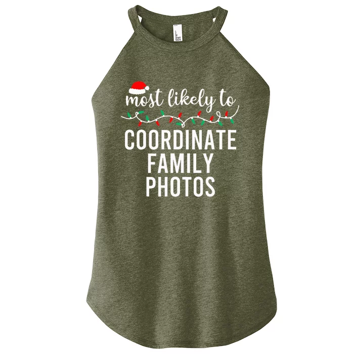 Most Likely To Christmas Matching Family Pajamas Funny Women’s Perfect Tri Rocker Tank