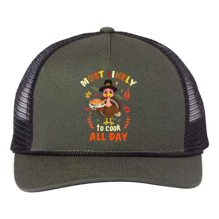 Most Likely To Cook All Day Thanksgiving Matching Family Set Retro Rope Trucker Hat Cap