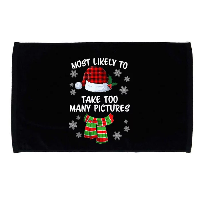 Most Likely To Take Too Many Pictures Funny Christmas Microfiber Hand Towel