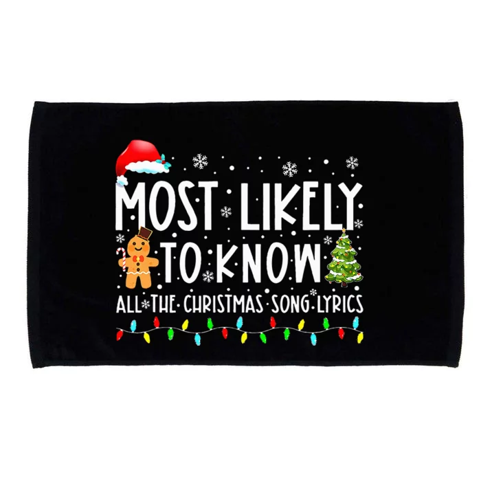 Most Likely To Know All The Christmas Song Lyrics Funny Xmas Microfiber Hand Towel