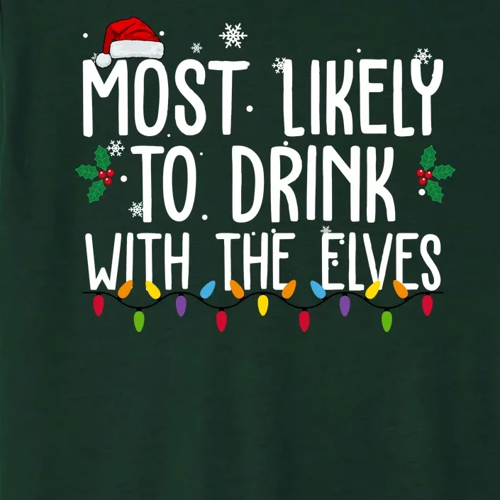 Most Likely To Drink With The Elves Funny Christmas ChromaSoft Performance T-Shirt