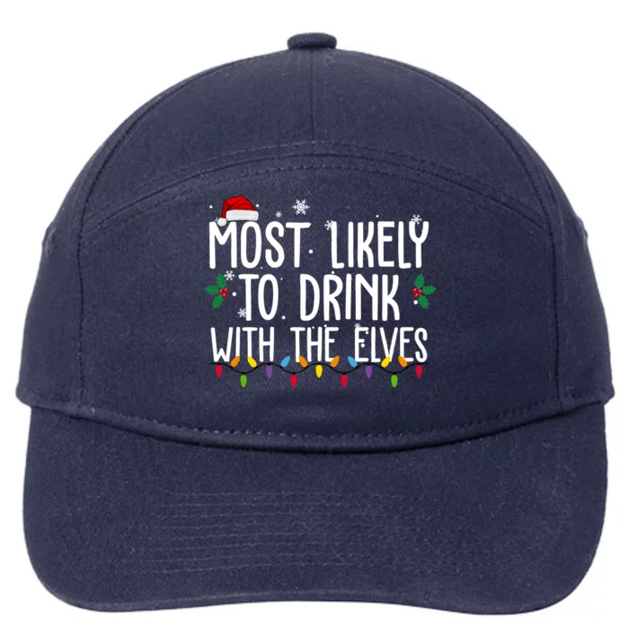 Most Likely To Drink With The Elves Funny Christmas 7-Panel Snapback Hat