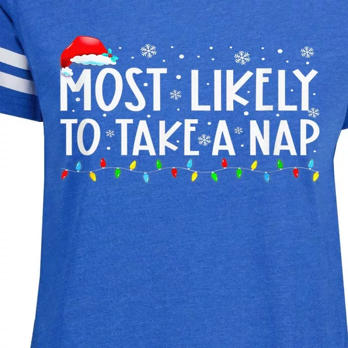 Most Likely To Take A Nap Family Matching Xmas Enza Ladies Jersey Football T-Shirt