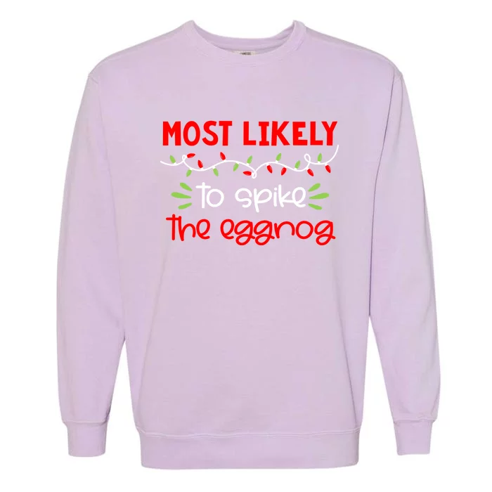 Most Likely To Great Gift Funny Matching Family Christmas Pjs Gift Garment-Dyed Sweatshirt