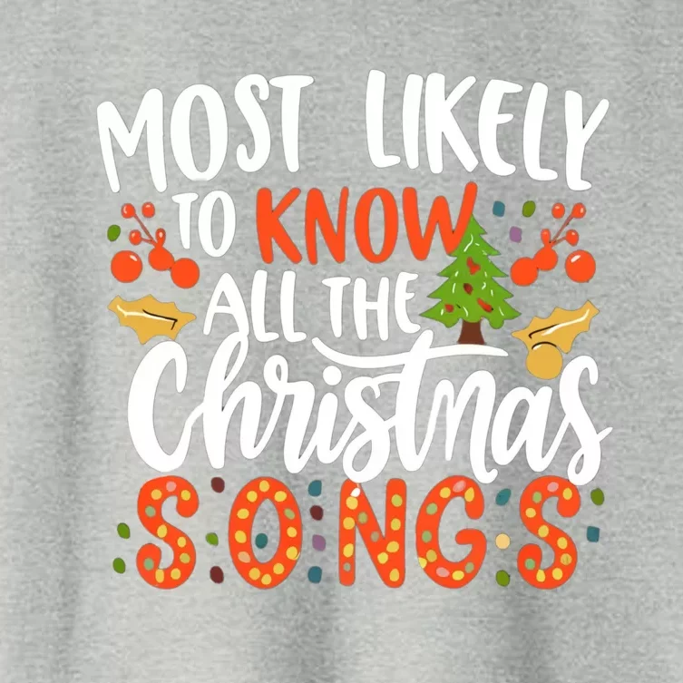 Most Likely To Know All The Christmas Songs Lyrics Xmas Fun Gift Women's Crop Top Tee