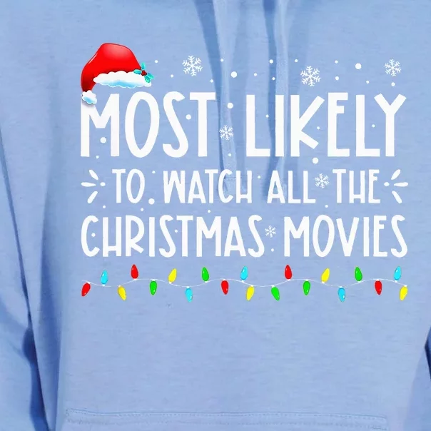 Most Likely To Watch All Christmas Movies Family Xmas Unisex Surf Hoodie