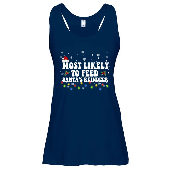 Most Likely To Feed Santa's Reindeer Christmas Believe Santa Ladies Essential Flowy Tank