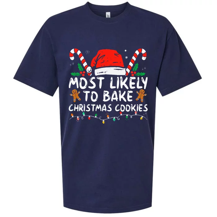 Most Likely To Bake Christmas Cookies Funny Baker Christmas Sueded Cloud Jersey T-Shirt