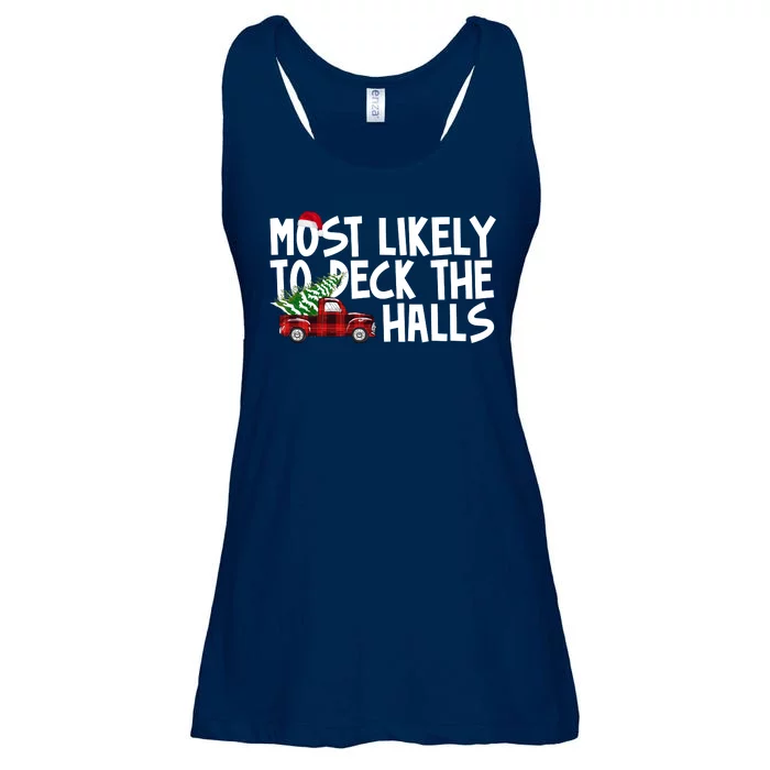 Most Likely To Deck The Halls Christmas Holiday Ladies Essential Flowy Tank