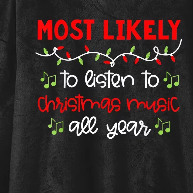 Most Likely To Shirt Funny Matching Family Christmas PJs Hooded Wearable Blanket