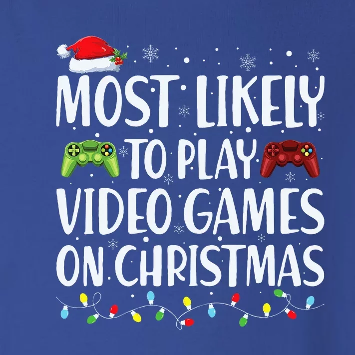 Most Likely To Play Video Game On Christmas Santa Gaming Toddler Long Sleeve Shirt