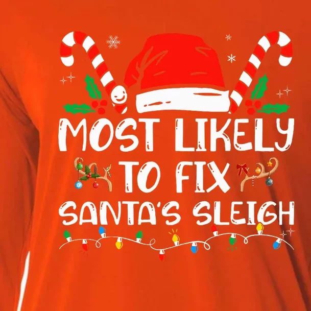 Most Likely To Fix Santa Sleigh Christmas Believe Santa Cooling Performance Long Sleeve Crew