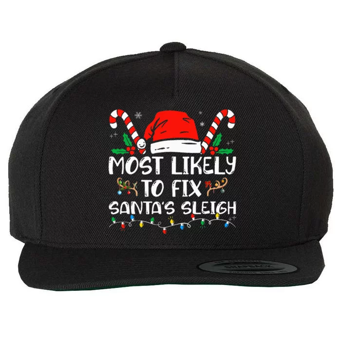 Most Likely To Fix Santa Sleigh Christmas Believe Santa Wool Snapback Cap