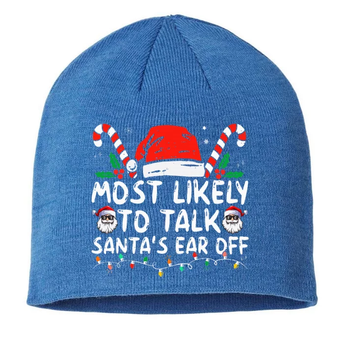 Most Likely To Talk Santa's Ear Off Family Christmas Pajamas 8 1/2in Sustainable Knit Beanie