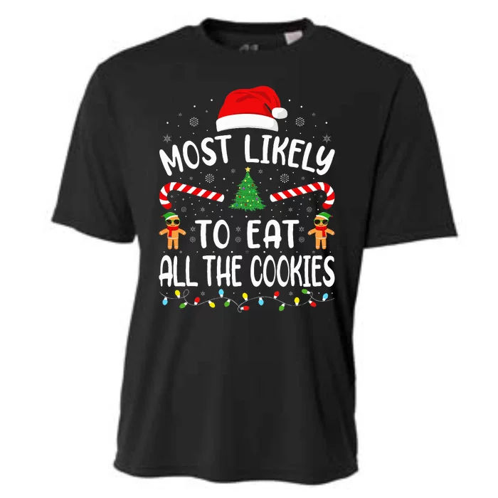 Most Likely To Eat All the Cookies Family Joke Christmas Cooling Performance Crew T-Shirt