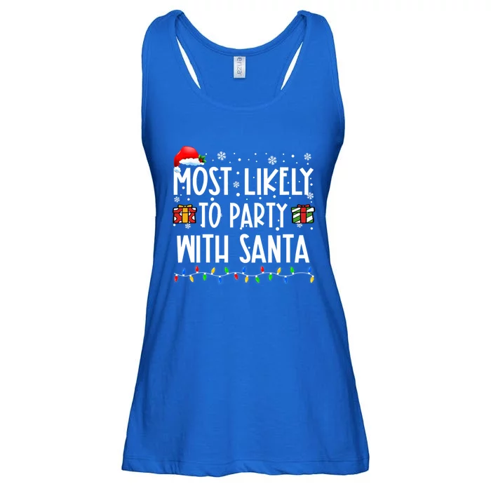 Most Likely To Party With Santa Christmas Believe Santa Great Gift Ladies Essential Flowy Tank