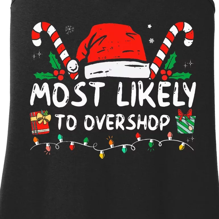 Most Likely To Overshop Shopping Family Crew Christmas Ladies Essential Tank