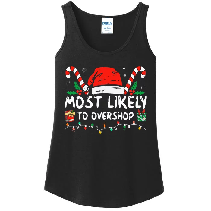 Most Likely To Overshop Shopping Family Crew Christmas Ladies Essential Tank