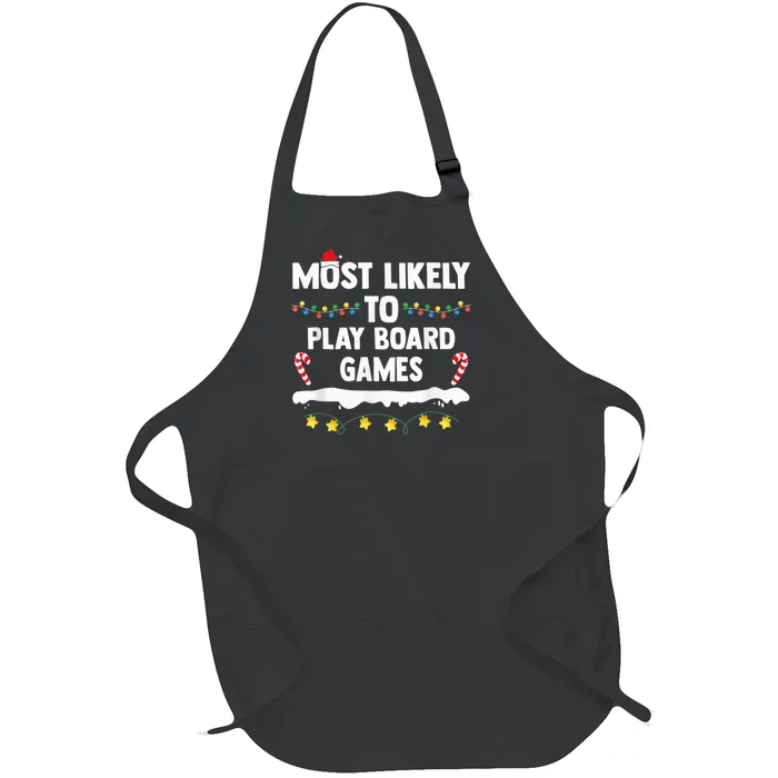 Most Likely To Play Board Games Matching Family Christmas Full-Length Apron With Pocket