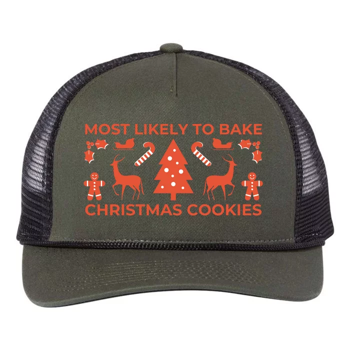 Most Likely To Bake Christmas Cookies Funny Baker Christmas Retro Rope Trucker Hat Cap