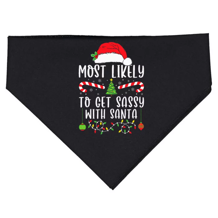 Most Likely To Get Sassy With Santa Christmas Matching USA-Made Doggie Bandana