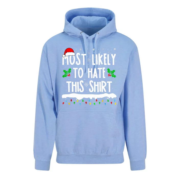 Most Likely To Hate This Matching Family Christmas Unisex Surf Hoodie