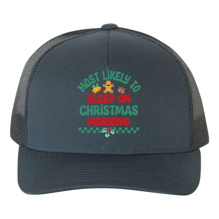 Most Likely To Sleep On Christmas Morning Christmas Pajamas Yupoong Adult 5-Panel Trucker Hat